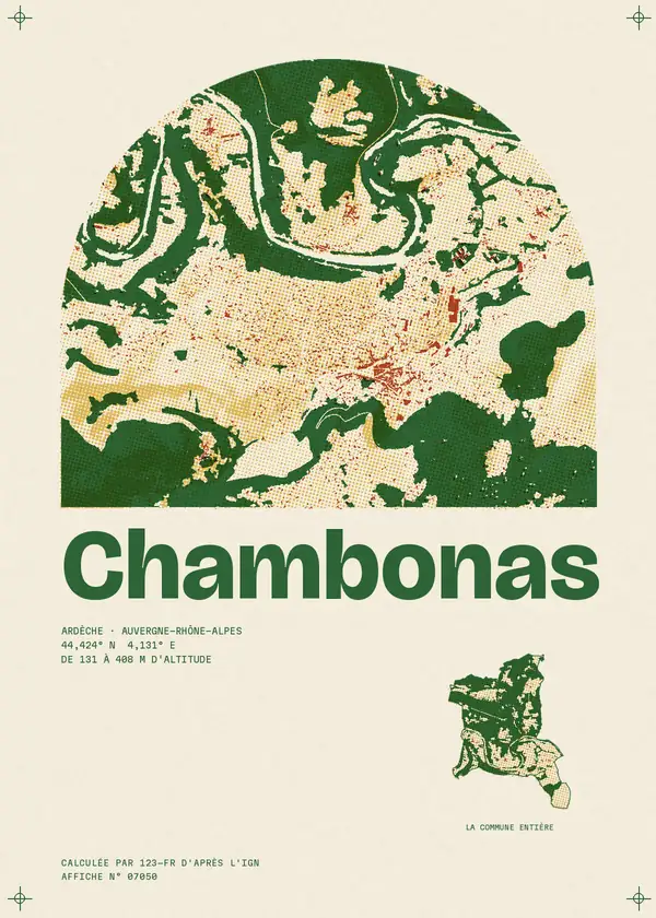 Affiche de Chambonas, calculée par 123-fr d'après l'IGN