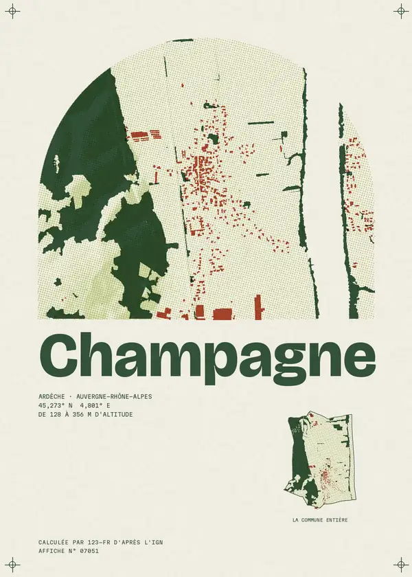 Affiche de Champagne, calculée par 123-fr d'après l'IGN