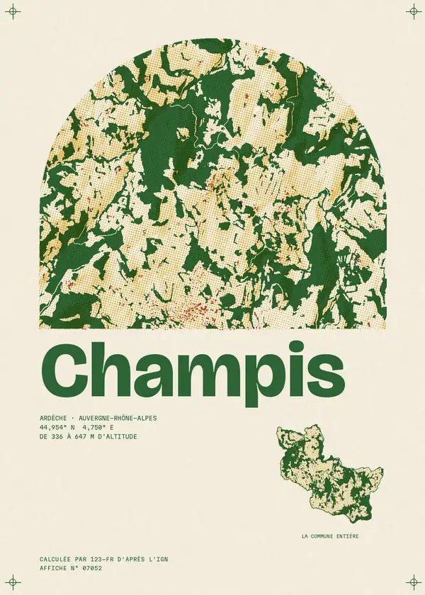 Affiche de Champis, calculée par 123-fr d'après l'IGN