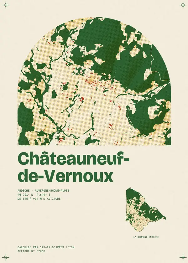 Affiche de Châteauneuf-de-Vernoux, calculée par 123-fr d'après l'IGN
