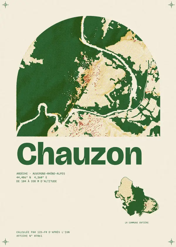 Affiche de Chauzon, calculée par 123-fr d'après l'IGN