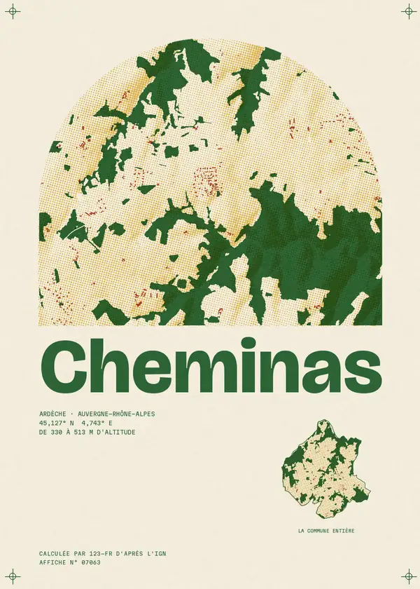 Affiche de Cheminas, calculée par 123-fr d'après l'IGN