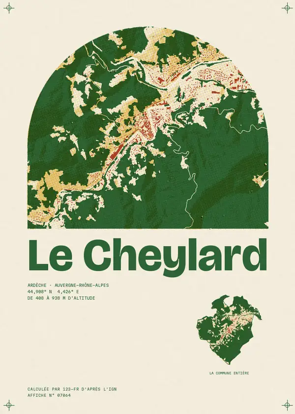 Affiche de Le Cheylard, calculée par 123-fr d'après l'IGN