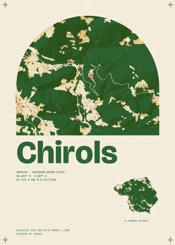 Affiche de Chirols, calculée par 123-fr d'après l'IGN
