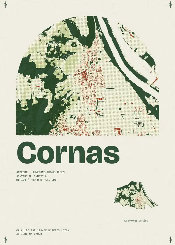 Affiche de Cornas, calculée par 123-fr d'après l'IGN