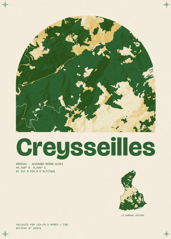 Affiche de Creysseilles, calculée par 123-fr d'après l'IGN