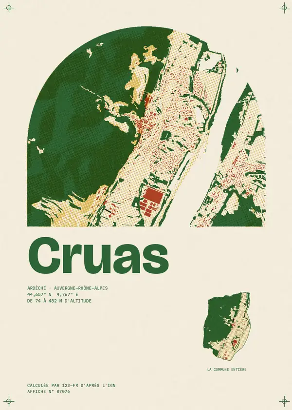 Affiche de Cruas, calculée par 123-fr d'après l'IGN