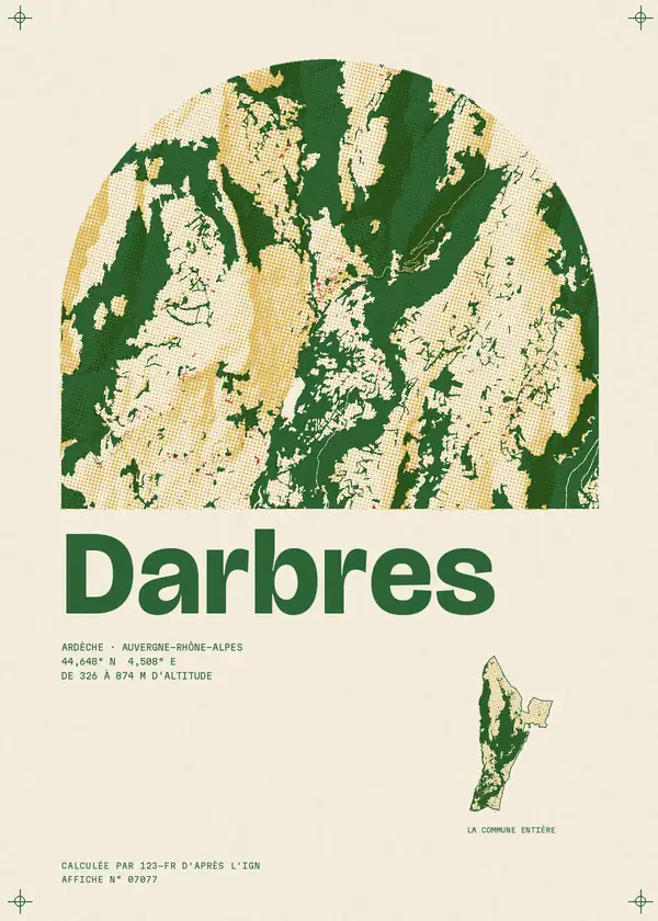 Affiche de Darbres, calculée par 123-fr d'après l'IGN