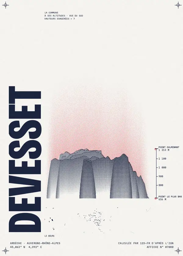 Affiche de Devesset, calculée par 123-fr d'après l'IGN