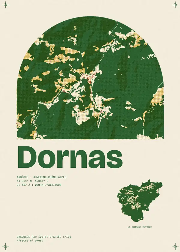 Affiche de Dornas, calculée par 123-fr d'après l'IGN