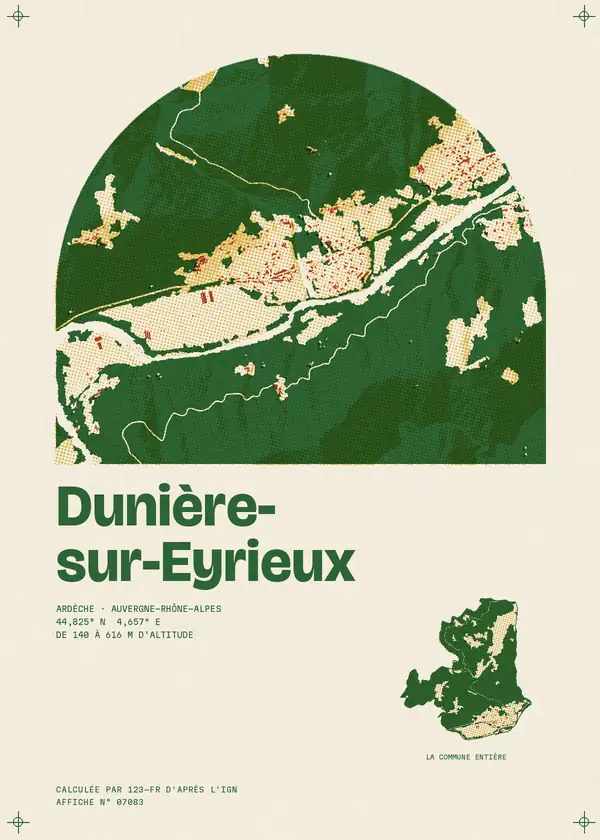 Affiche de Dunière-sur-Eyrieux, calculée par 123-fr d'après l'IGN