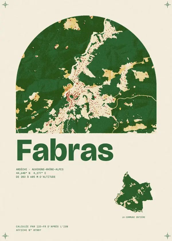 Affiche de Fabras, calculée par 123-fr d'après l'IGN