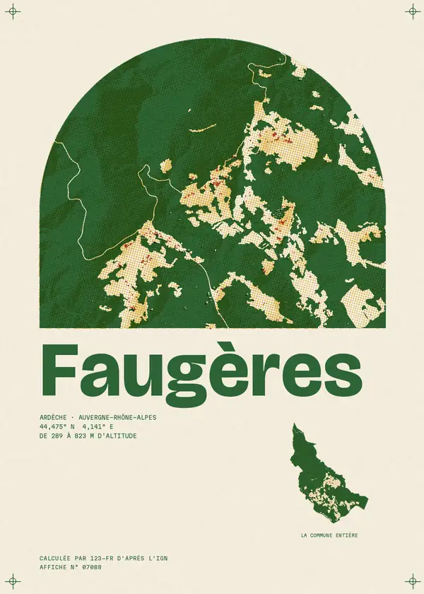 Affiche de Faugères, calculée par 123-fr d'après l'IGN