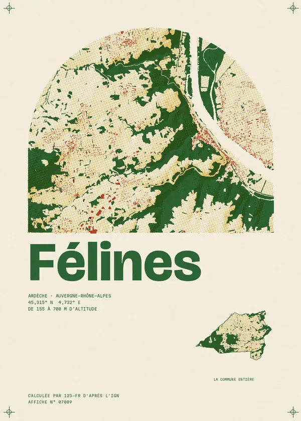 Affiche de Félines, calculée par 123-fr d'après l'IGN
