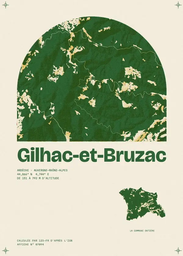 Affiche de Gilhac-et-Bruzac, calculée par 123-fr d'après l'IGN