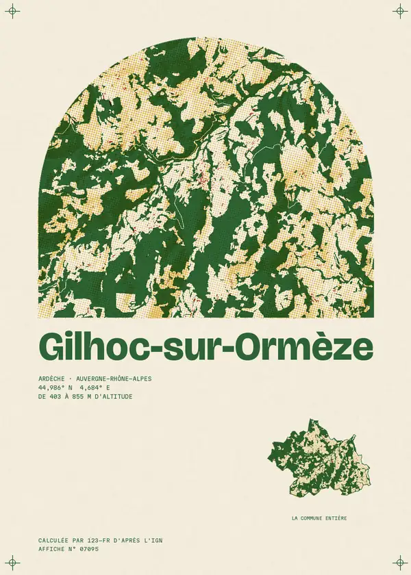 Affiche de Gilhoc-sur-Ormèze, calculée par 123-fr d'après l'IGN