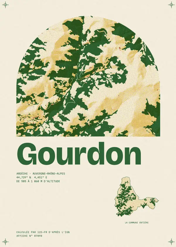 Affiche de Gourdon, calculée par 123-fr d'après l'IGN