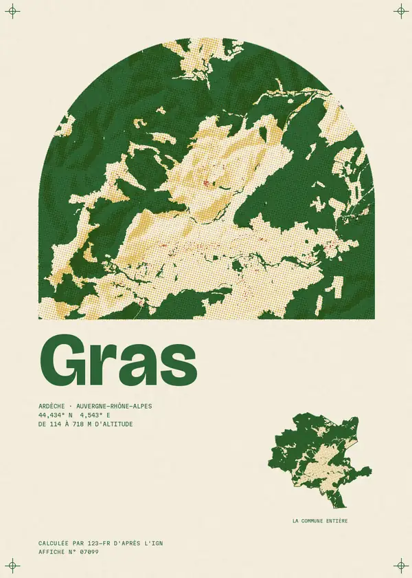 Affiche de Gras, calculée par 123-fr d'après l'IGN