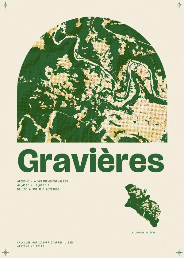 Affiche de Gravières, calculée par 123-fr d'après l'IGN