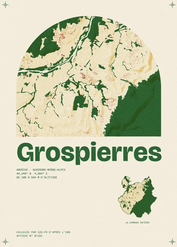 Affiche de Grospierres, calculée par 123-fr d'après l'IGN