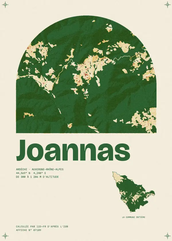 Affiche de Joannas, calculée par 123-fr d'après l'IGN