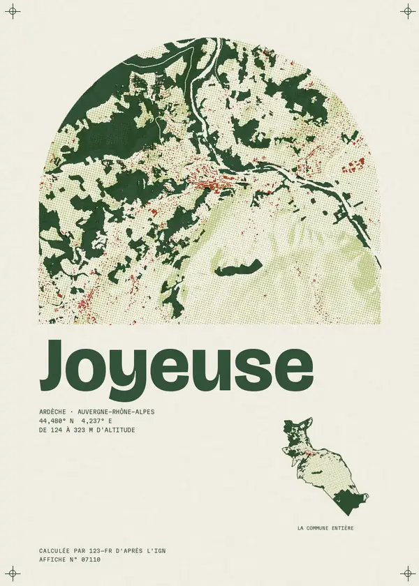 Affiche de Joyeuse, calculée par 123-fr d'après l'IGN