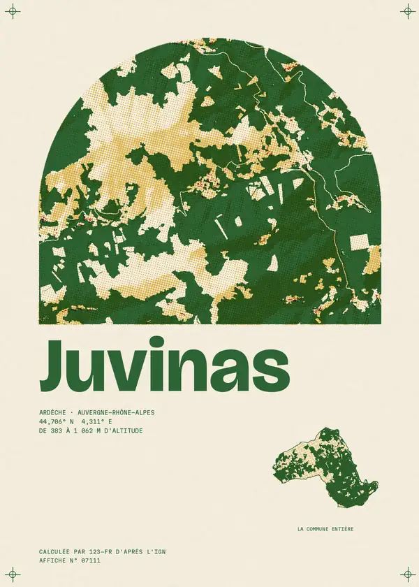 Affiche de Juvinas, calculée par 123-fr d'après l'IGN
