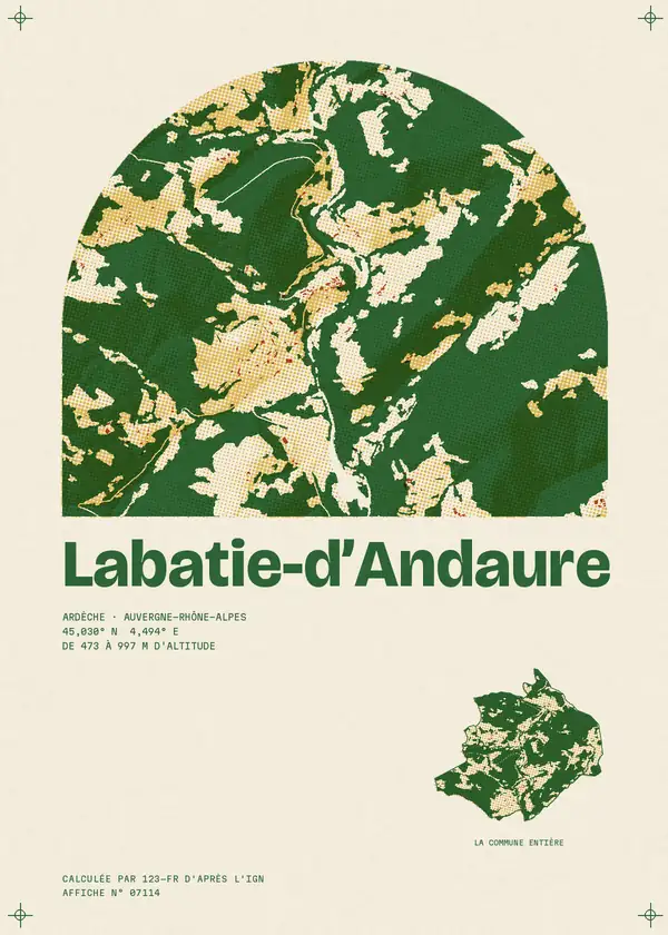 Affiche de Labatie-d'Andaure, calculée par 123-fr d'après l'IGN