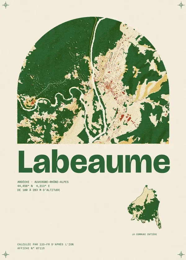 Affiche de Labeaume, calculée par 123-fr d'après l'IGN