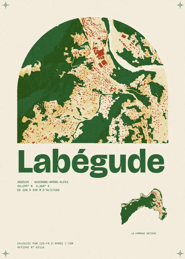 Affiche de Labégude, calculée par 123-fr d'après l'IGN