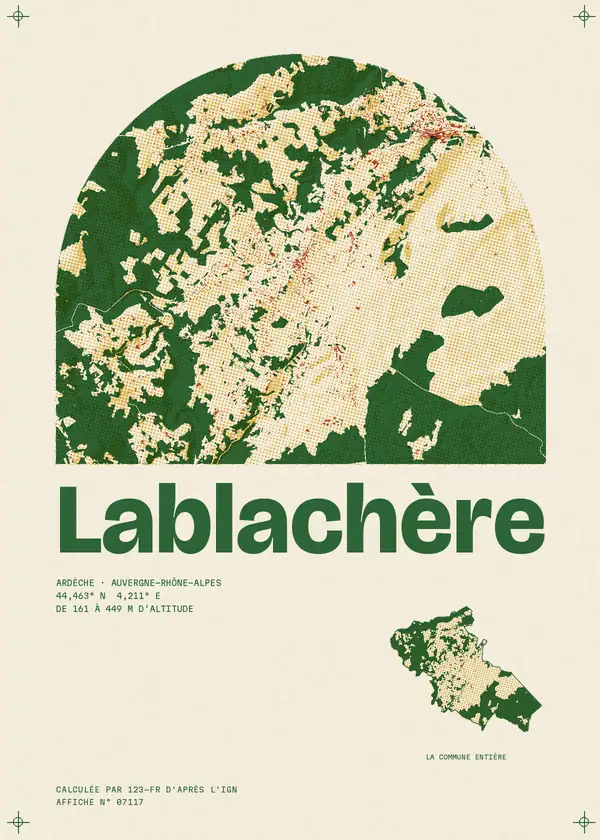Affiche de Lablachère, calculée par 123-fr d'après l'IGN