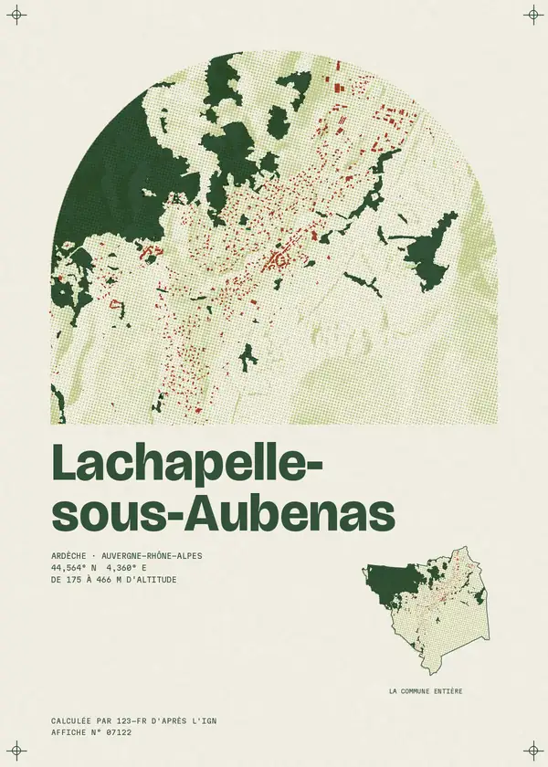 Affiche de Lachapelle-sous-Aubenas, calculée par 123-fr d'après l'IGN
