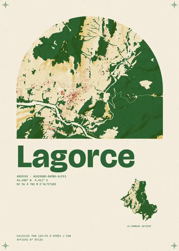 Affiche de Lagorce, calculée par 123-fr d'après l'IGN