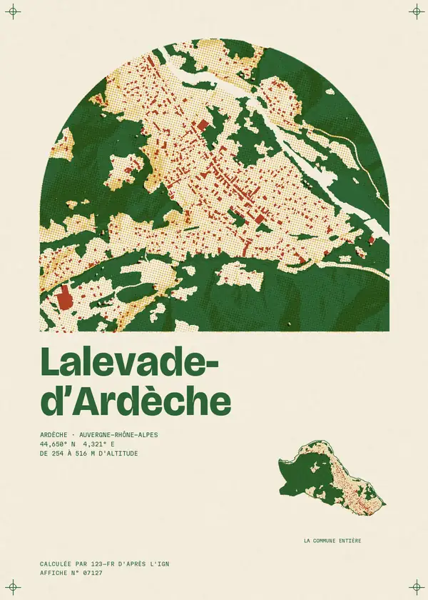 Affiche de Lalevade-d'Ardèche, calculée par 123-fr d'après l'IGN