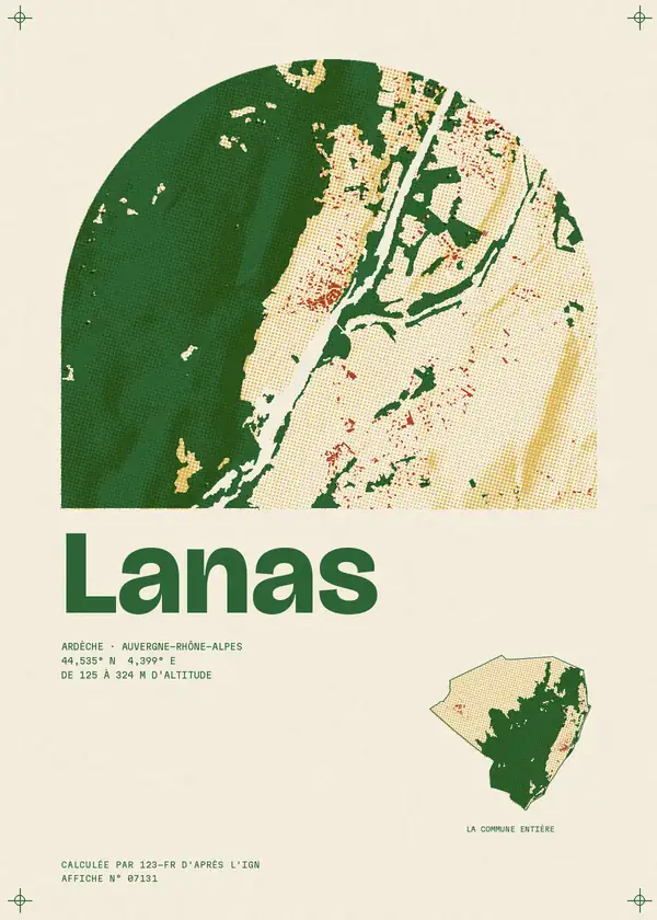 Affiche de Lanas, calculée par 123-fr d'après l'IGN