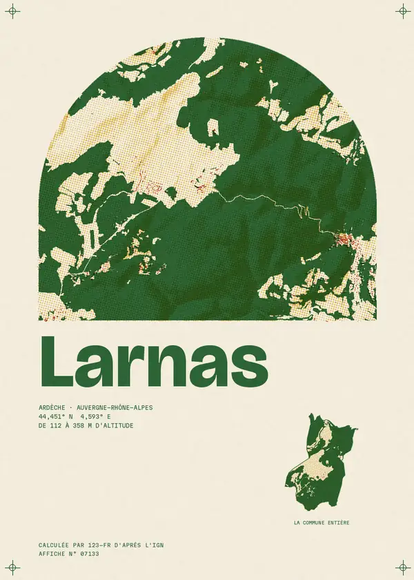 Affiche de Larnas, calculée par 123-fr d'après l'IGN