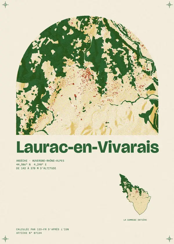 Affiche de Laurac-en-Vivarais, calculée par 123-fr d'après l'IGN