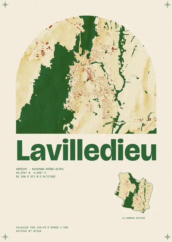 Affiche de Lavilledieu, calculée par 123-fr d'après l'IGN