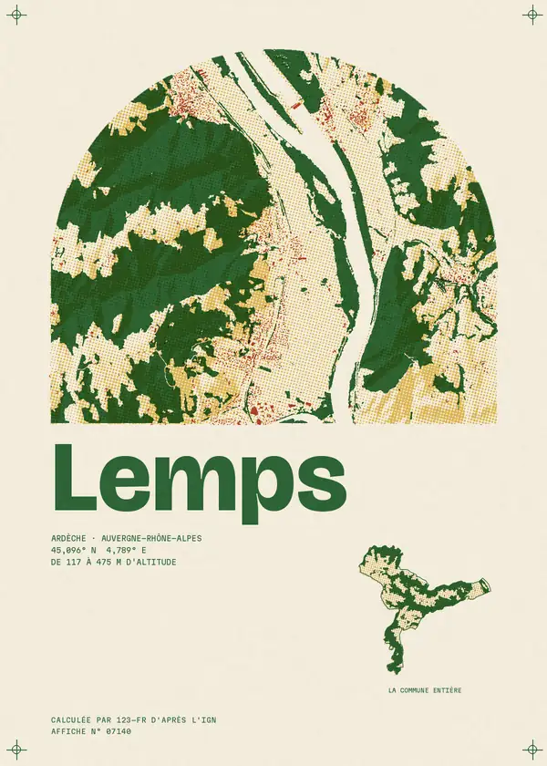 Affiche de Lemps, calculée par 123-fr d'après l'IGN