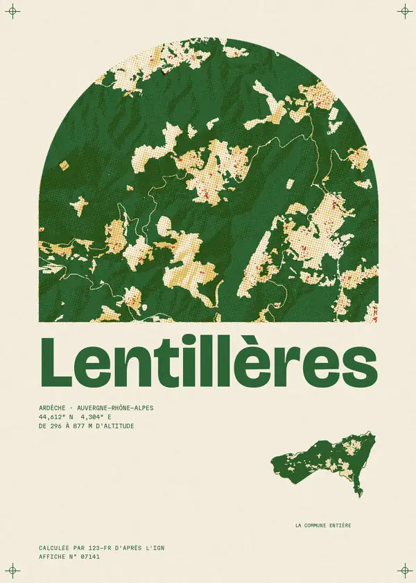Affiche de Lentillères, calculée par 123-fr d'après l'IGN