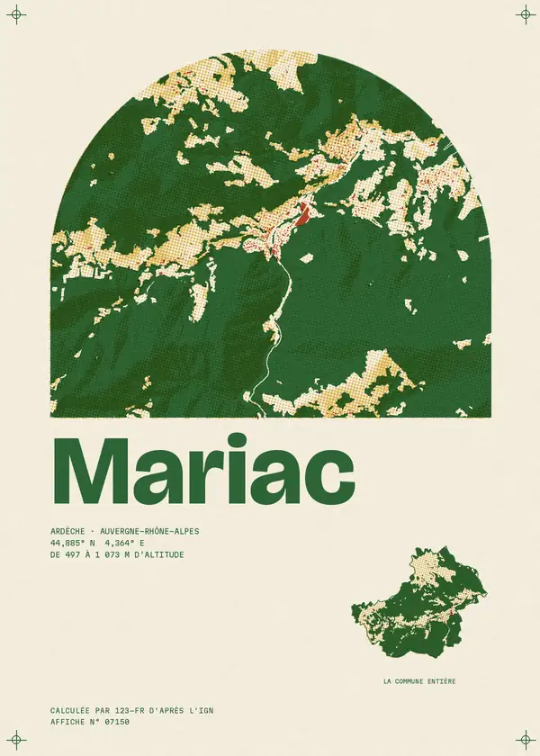 Affiche de Mariac, calculée par 123-fr d'après l'IGN