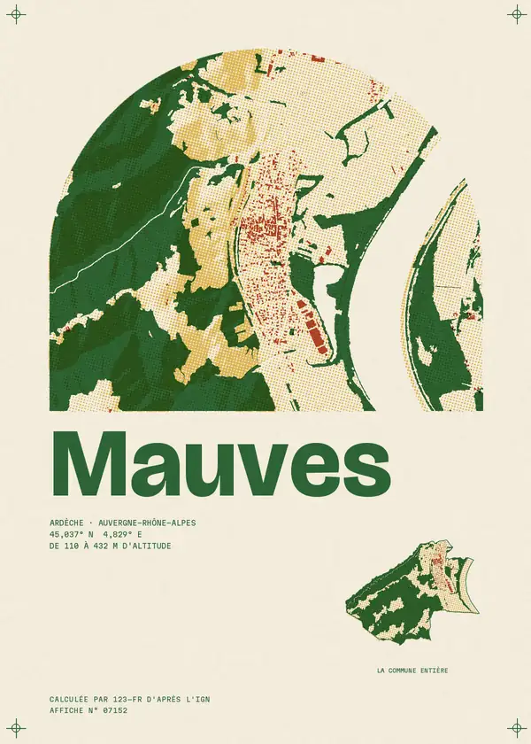 Affiche de Mauves, calculée par 123-fr d'après l'IGN