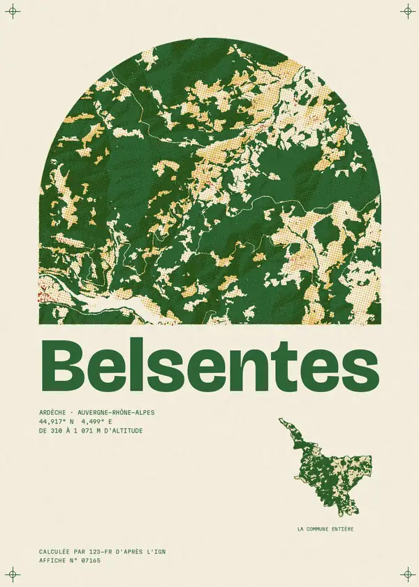 Affiche de Belsentes, calculée par 123-fr d'après l'IGN