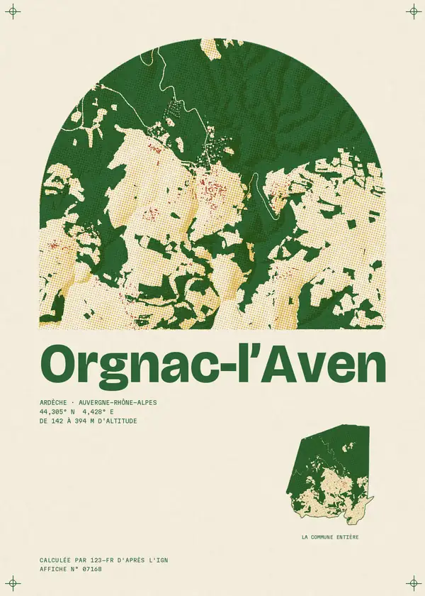 Affiche de Orgnac-l'Aven, calculée par 123-fr d'après l'IGN