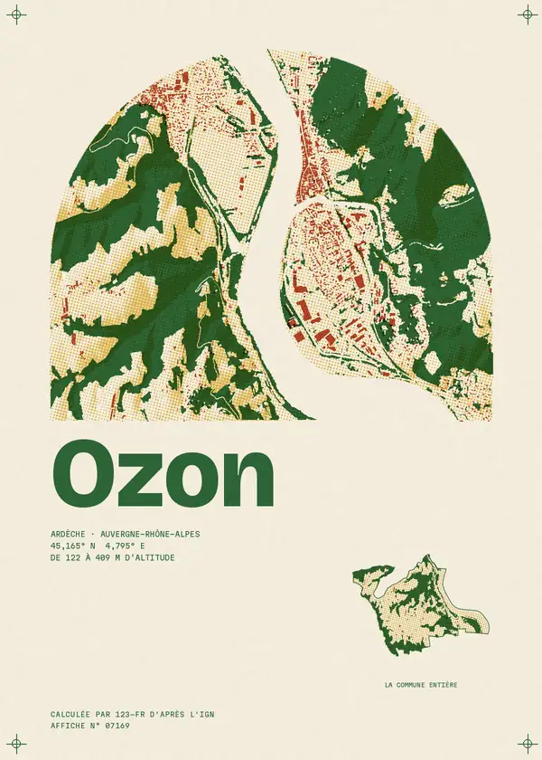 Affiche de Ozon, calculée par 123-fr d'après l'IGN