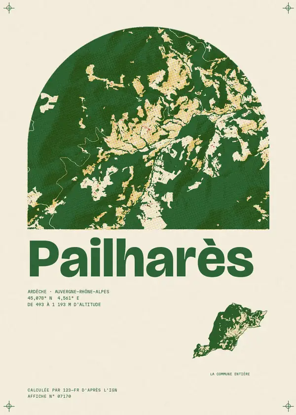 Affiche de Pailharès, calculée par 123-fr d'après l'IGN