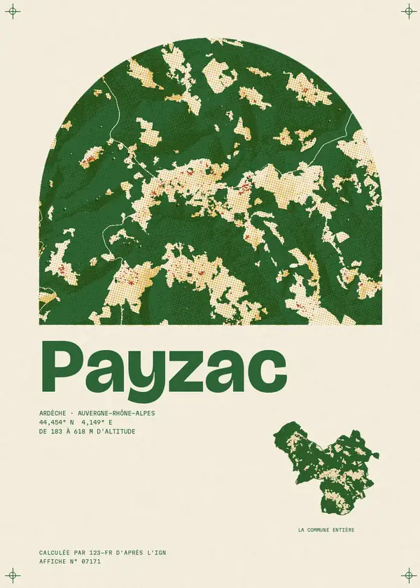 Affiche de Payzac, calculée par 123-fr d'après l'IGN