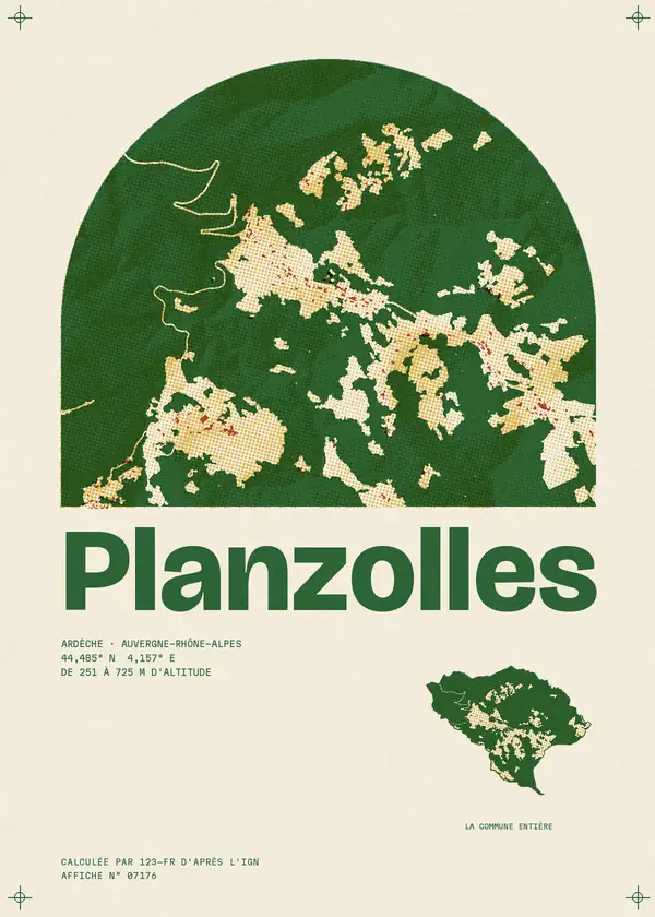 Affiche de Planzolles, calculée par 123-fr d'après l'IGN