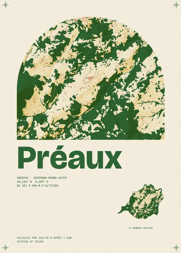 Affiche de Préaux, calculée par 123-fr d'après l'IGN