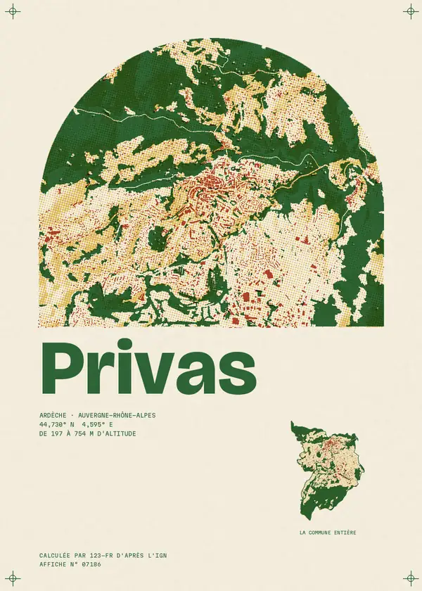 Affiche de Privas, calculée par 123-fr d'après l'IGN